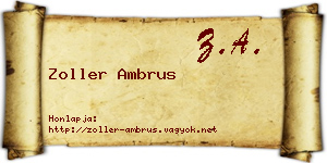 Zoller Ambrus névjegykártya